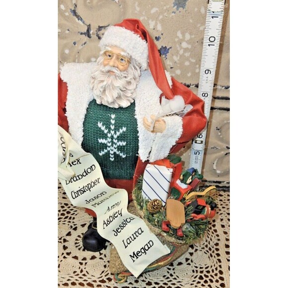 Christmas Santa Claus Saint Nicholas Figurine w/ Sack of Toys & List of Names - Picture 8 of 9